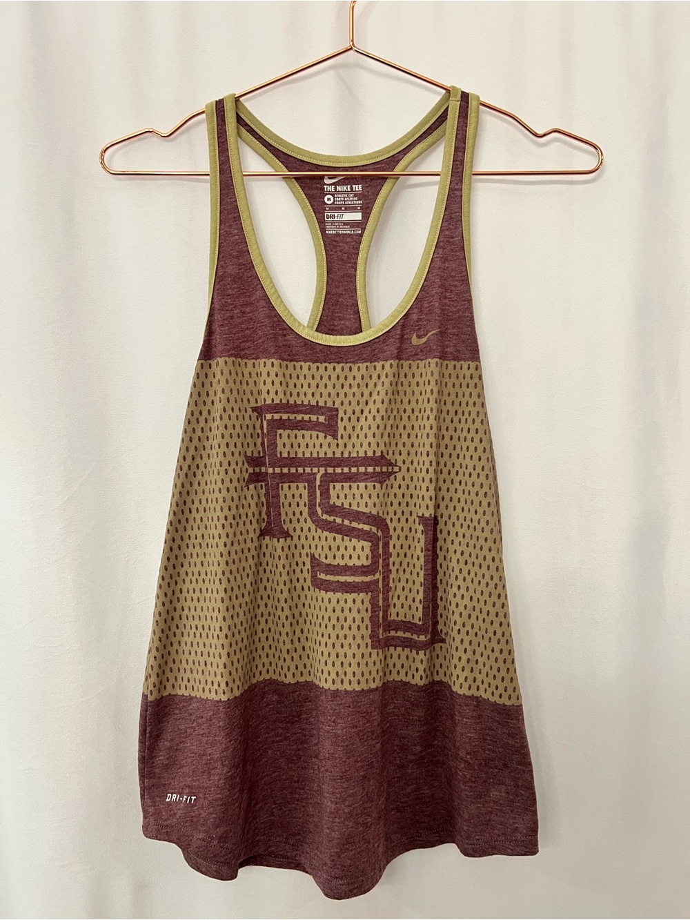 Nike Women’s Garnet Gold Racerback Tank FSU Graphics Florida State University